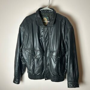Members Only Black Leather Bomber Jacket